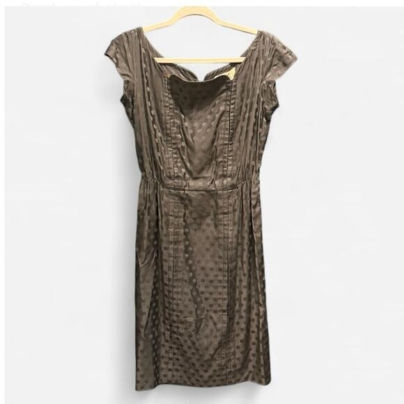 Vintage 50s Two Piece Brown Polka Dot Print Dress And Jacket Peter Pan Collar - Picture 4 of 12